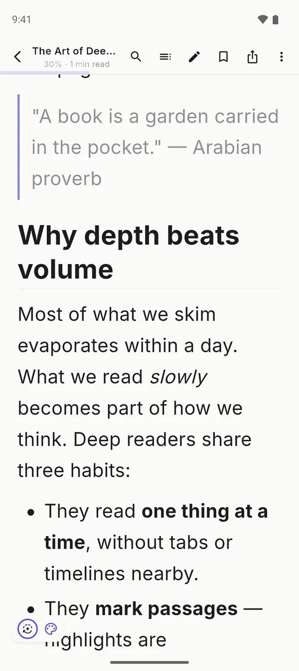 Reader with adjustable font size and reading fonts