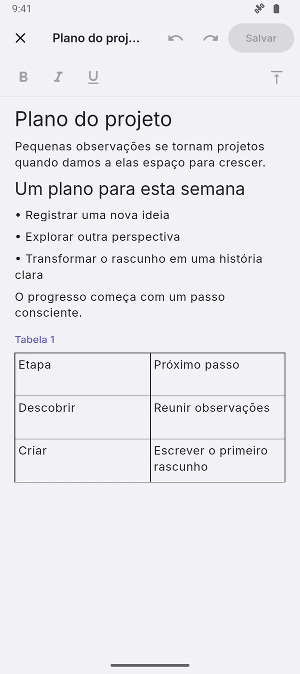 Editor de documentos Word com texto e controles de formatação