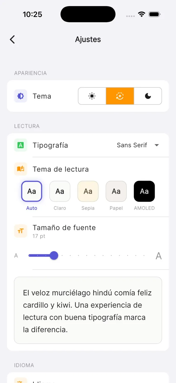 Ajustes de MarkDeck — temas, fuentes y opciones de vista previa