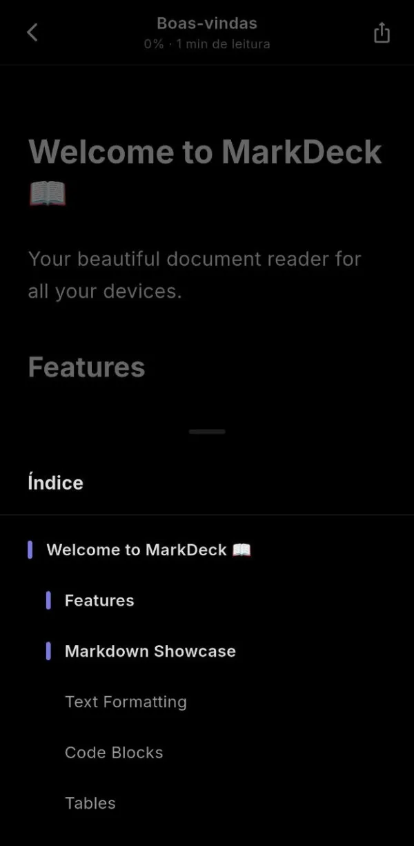Navegação pelo índice no MarkDeck